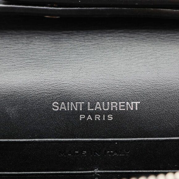 Yves Saint Laurent  Grain De Poudre Chevron Leather Wallet On Chain Neon Pink - Picture 14 of 16